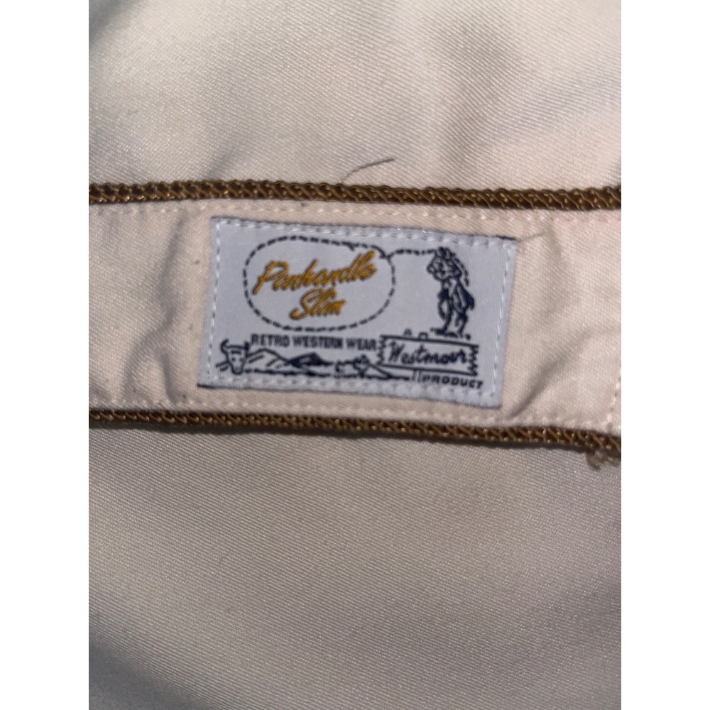 Vintage Panhandle Slim Mens Retro Western Shirt Brown Embroidery Diamond Snaps L - Picture 6 of 7
